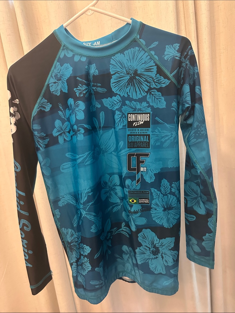 CF BJJ Continuous Flow Blue Floral Rash Guard